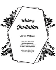 Template for invitation with flower hand draw vector art