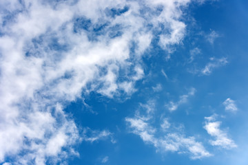 Fluffy clouds in the blue sky