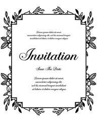 Decorative invitation for wedding with floral hand draw vector