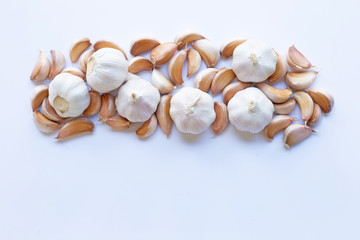 Fresh garlic on white background.