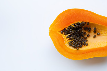 Papaya fruit on a white background.