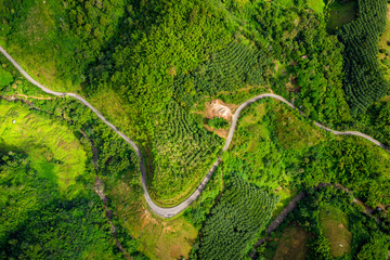 the route on the mountain connecting the city at chiang rai Thailand