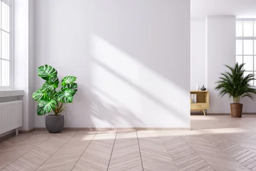 Foto op Plexiglas Modern mid century and minimalist interior of living room,empty room,3d render © LEKSTOCK 3D