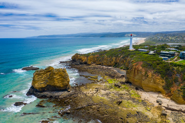 Aerial photo of Split Point Lightouse along the Great Ocean Road