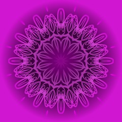 Purple color Ornamental arabic pattern with mandala. Vector illustration. Tribal ethnic fashion design for paper, textile print
