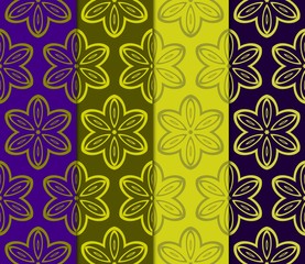 Obraz premium Green, purple color set of Geometric Pattern In Lace Style. Ethnic Ornament. Vector Illustration.