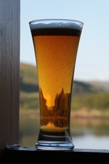 glass of beer with landscape