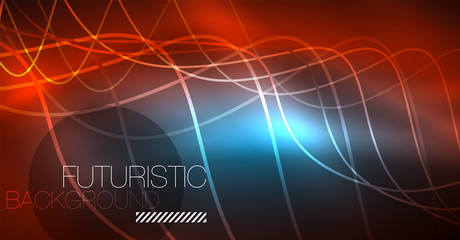 Neon lines wave background. Abstract composition