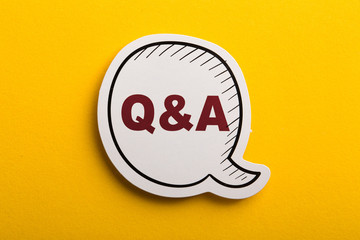Question And Answer Speech Bubble Isolated On Yellow