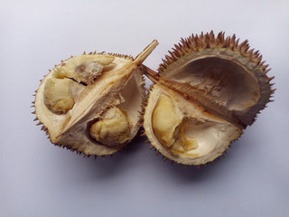 Fototapeta premium Tropical fruit call durians named on the white background 