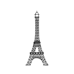 Vector hand drawn Eiffel tower. Vector hand drawn illustration.