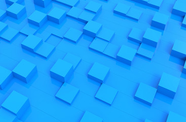 Blue cubes abstract background pattern. 3d illustration.