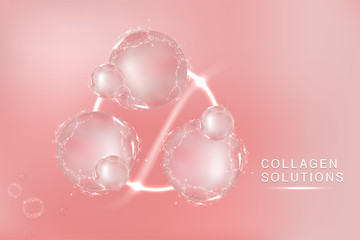 Pink Collagen, cosmetic advertising background ready to use, luxury skin care ad, vector illustration.