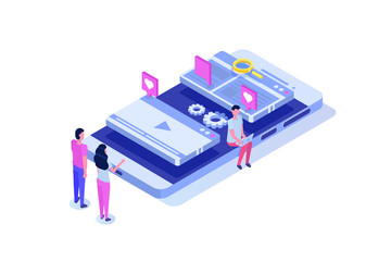  Web seo optimization illustration concept isometric. Landing page template.  Sticker for web banner,  web page, banner, presentation, social media, documents, cards, posters.  