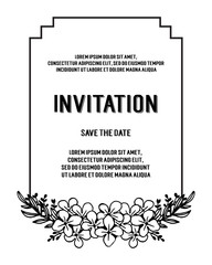 Design for invitation card with hand draw flower vector