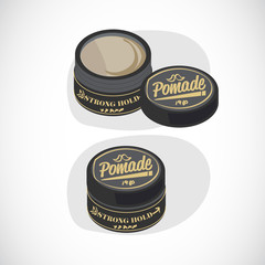 pomade package. close and open - vector