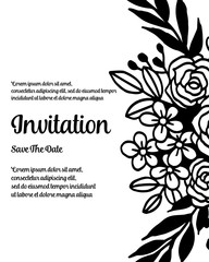 Floral invitation card hand draw design vector art