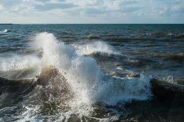 ocean waves hitting rocks