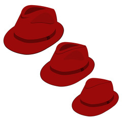 Vector collection of red hats for men