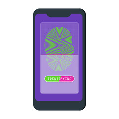 Flat vector fingerprint identification mobile app concept