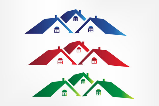 Set of colorful houses logo vector