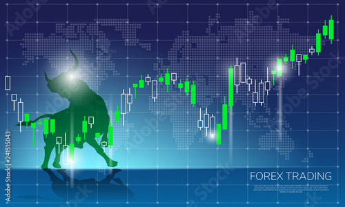 Forex Trading On World Map Background Vector Illustration Candle - 