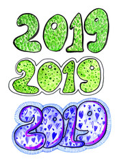 watercolor lettering text 2019 colorful twenty nineteen brush