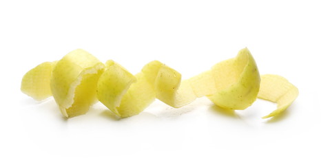 Apple peel isolated on white background