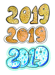 watercolor lettering text 2019 colorful twenty nineteen brush
