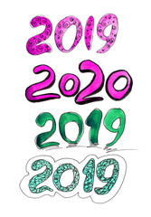 watercolor lettering text 2019 colorful twenty nineteen brush