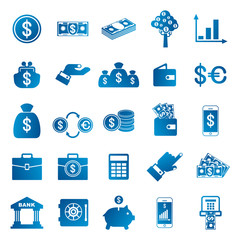 Finance and Money Related blue gradient icons