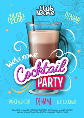 Cocktail party poster in eclectic modern style. Realistic cocktail
