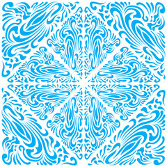 Abstract Pattern in Oriental Style. Bright pattern of flowing lines. The idea of packaging, tiles, wallpaper, textiles. Handmade.