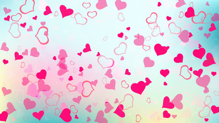 Red hearts of confetti are flying. Design element for wallpaper, textiles, packaging, printing, holiday invitation for wedding. Red on Gradient fond Vector. Stylish background.