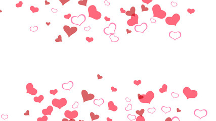 Spring background. The idea of wallpaper design, textiles, packaging, printing, holiday invitation for wedding. Red hearts of confetti crumbled. Red on White fond Vector.