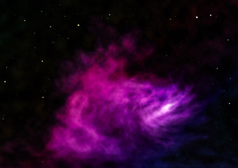 Star field in space and a nebulae. 3D rendering