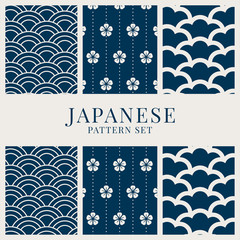 Japanese-inspired pattern vector set