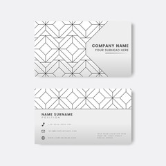 Black geometric pattern on white business card vector