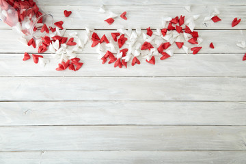 Valentine's Day symbolizing love paper heart in Glass bottle