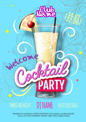 Cocktail party poster in eclectic modern style. Realistic cocktail
