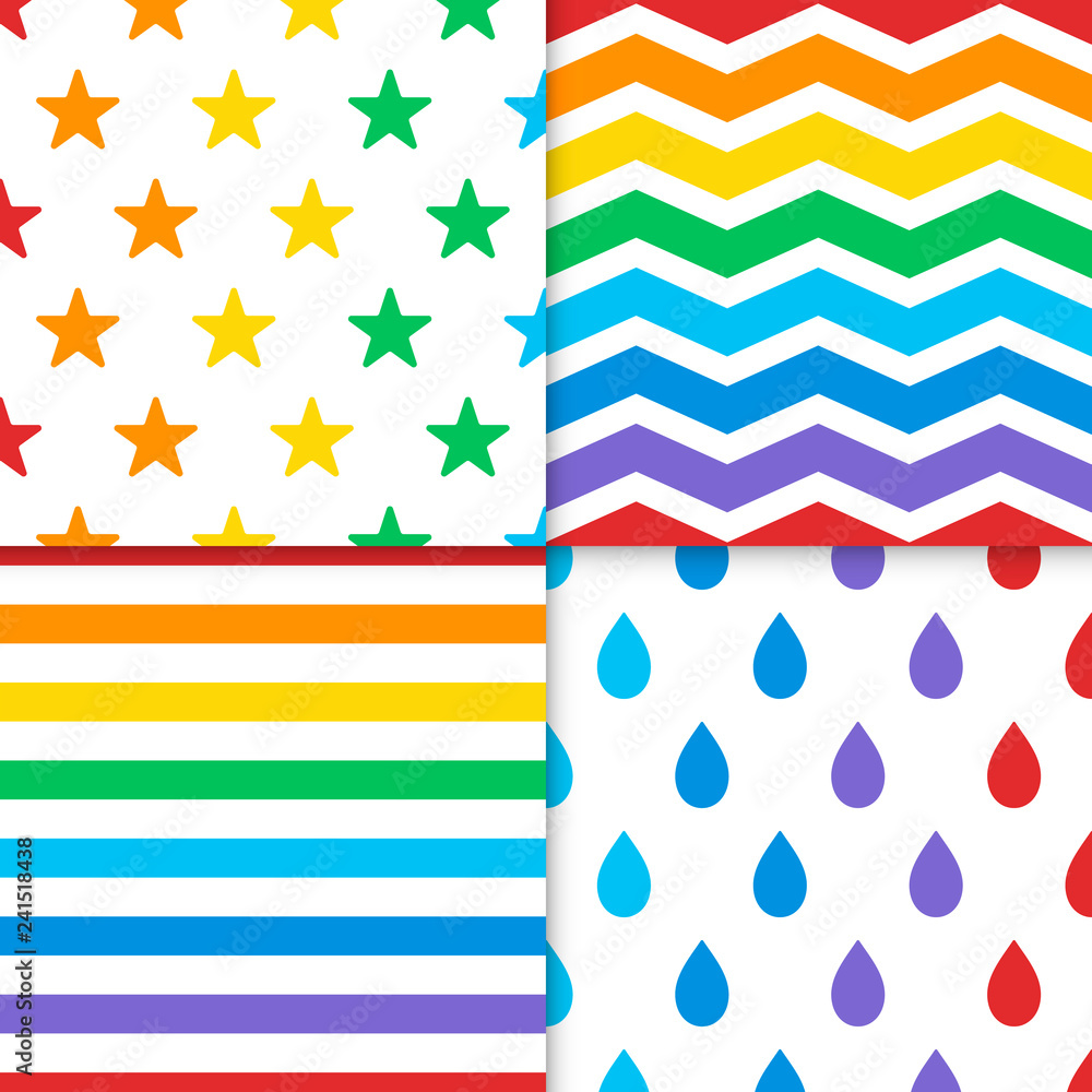 Poster collection of colorful seamless design patterns vector