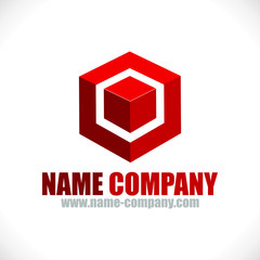 logo cube 3d rouge