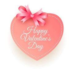 Valentine's day illustration with realistic ribbon and heart