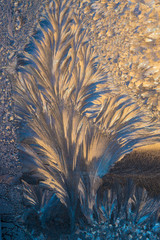 New Year and Christmas abstract icy snowy background with real ice crystals macro i