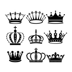 Crown icon set heraldic symbol vector illustration.