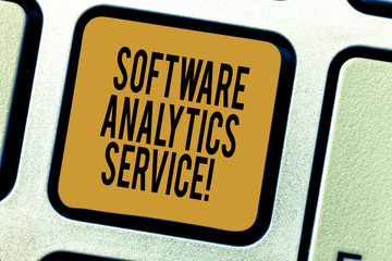 Handwriting text writing Software Analytics Service. Concept meaning Used to enhance operations and generate revenue Keyboard key Intention to create computer message pressing keypad idea