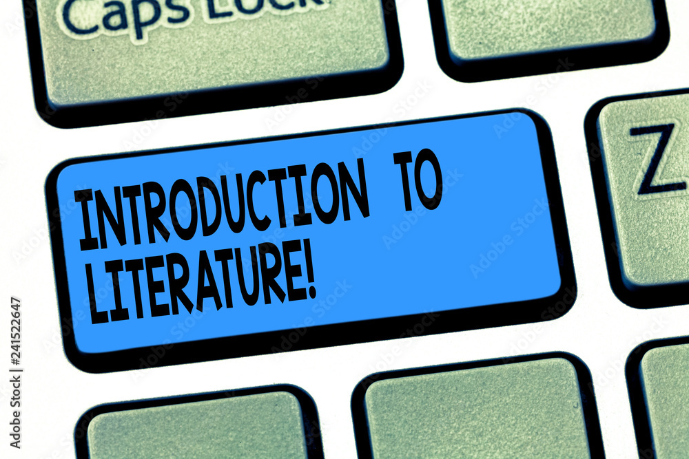 Aufkleber word writing text introduction to literature. business concept for collegepreparatory composition co