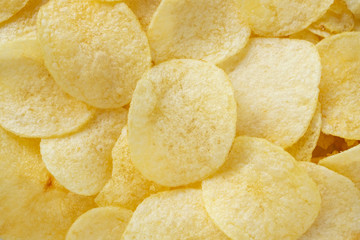 crispy potato chips snack texture background top view