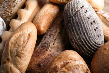 Freshly baked bread products, closeup