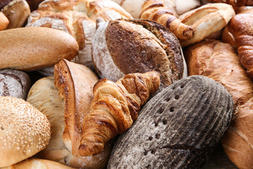 Freshly baked bread products, closeup